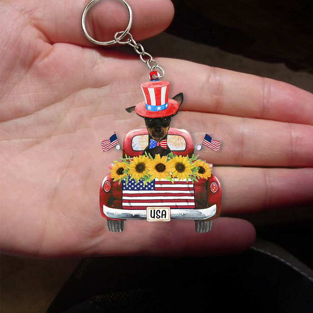 Miniature Pinscher-USA Truck Flat Acrylic Keychain