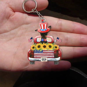 Miniature Pinscher-USA Truck Flat Acrylic Keychain