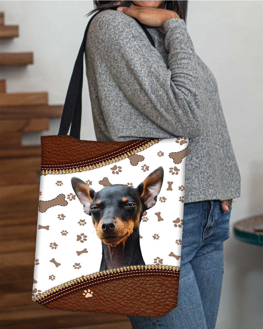 Miniature Pinscher-Zipper Texture-Cloth Tote Bag