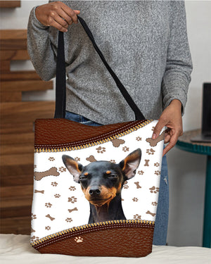 Miniature Pinscher-Zipper Texture-Cloth Tote Bag