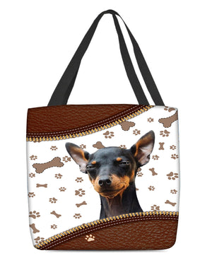 Miniature Pinscher-Zipper Texture-Cloth Tote Bag