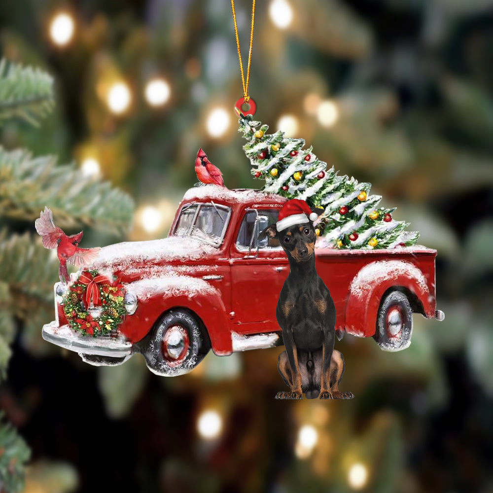 Miniature Pinscher 2-Cardinal & Truck Two Sided Ornament