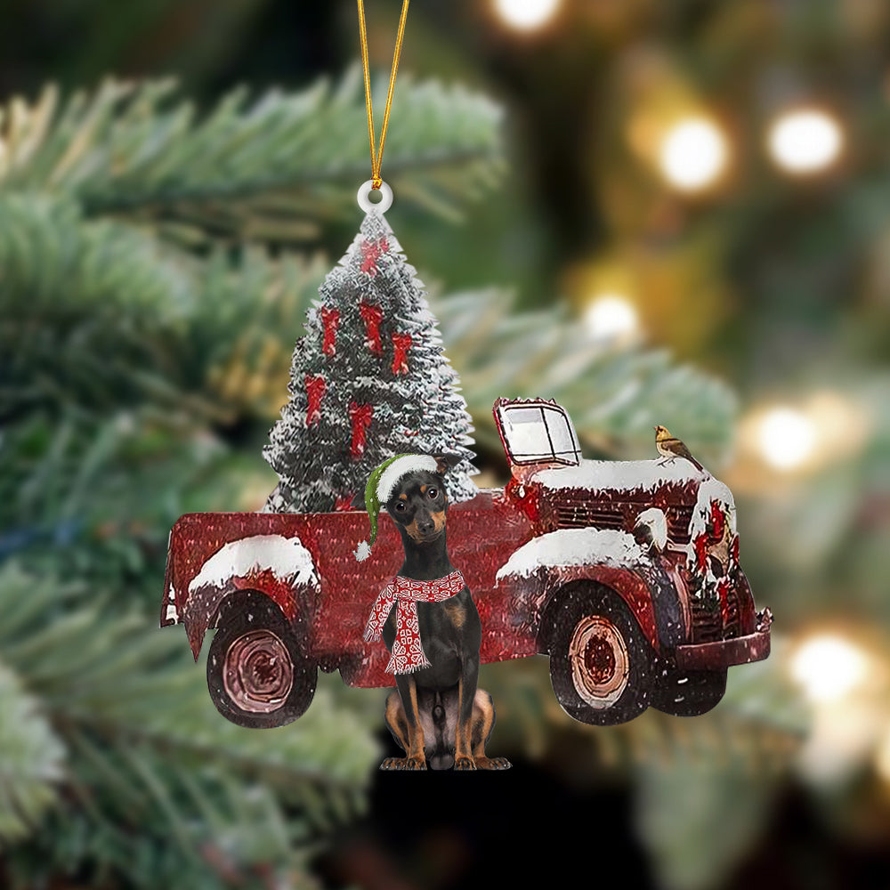 Miniature Pinscher 2-Christmas Truck Two Sided Ornament