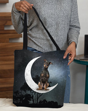 Miniature Pinscher 2-Sit On The Moon-Cloth Tote Bag