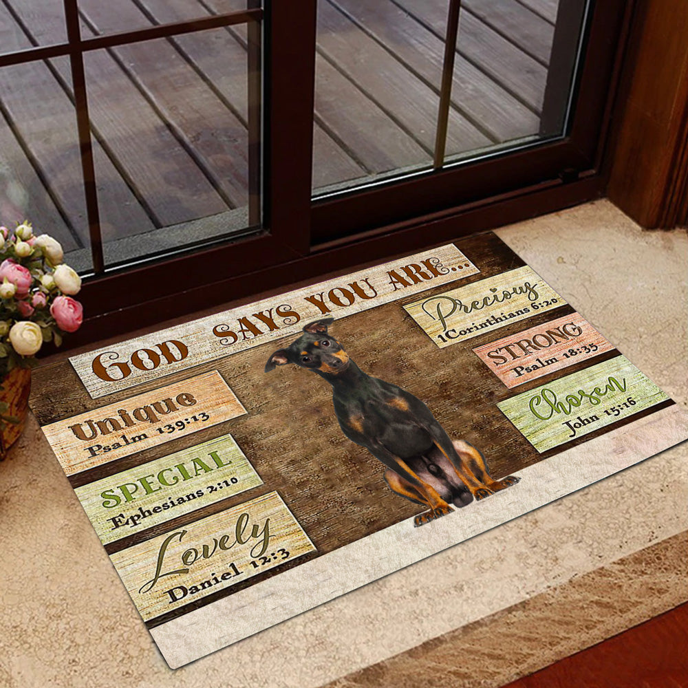 Miniature  Pinscher God Says You Are Doormat