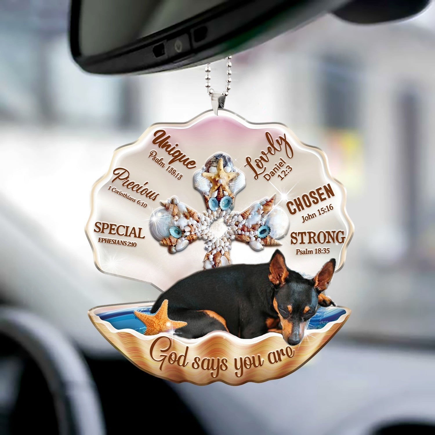 Miniature Pinscher2-You Are Cross In Seashell-Two sides ornament