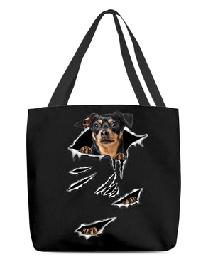 Cracks-Miniature Pinscher-Cloth Tote Bag