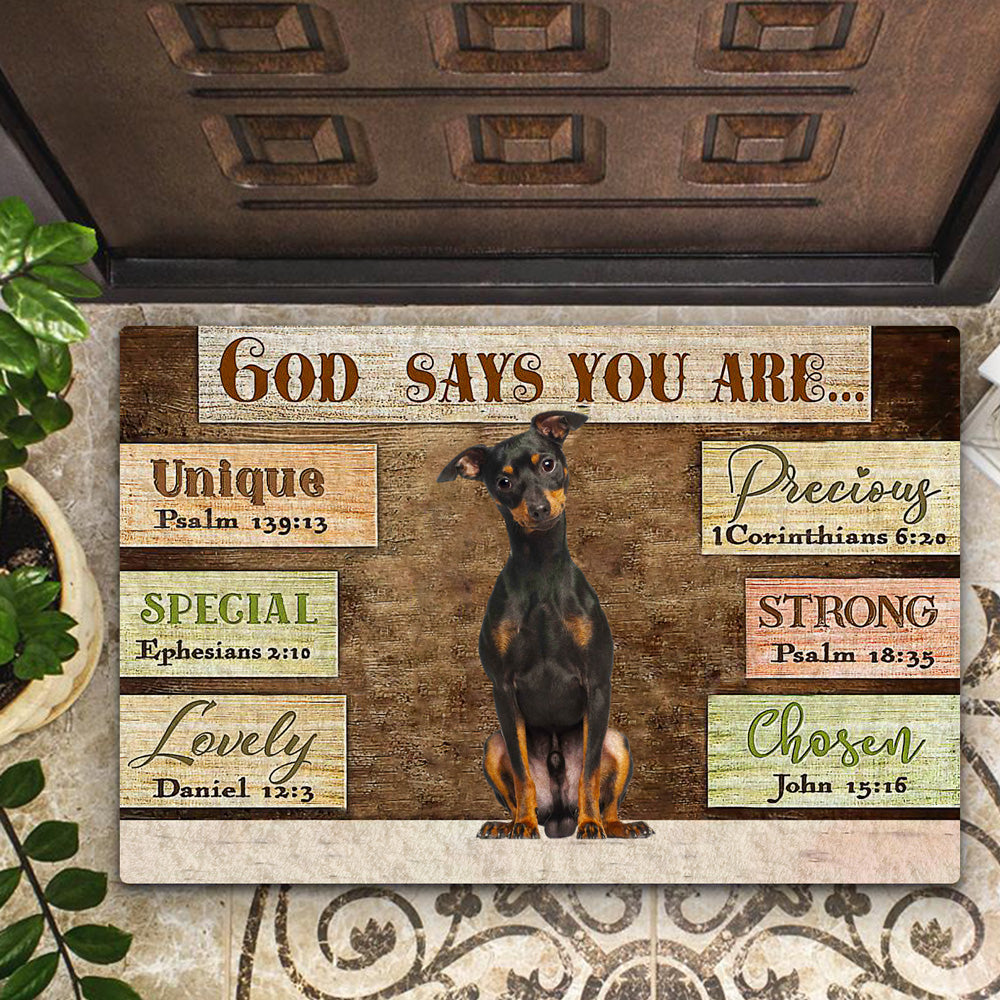 Miniature  Pinscher God Says You Are Doormat