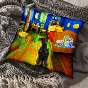 Miniature Pinscher In the Bedroom-Pillow Case