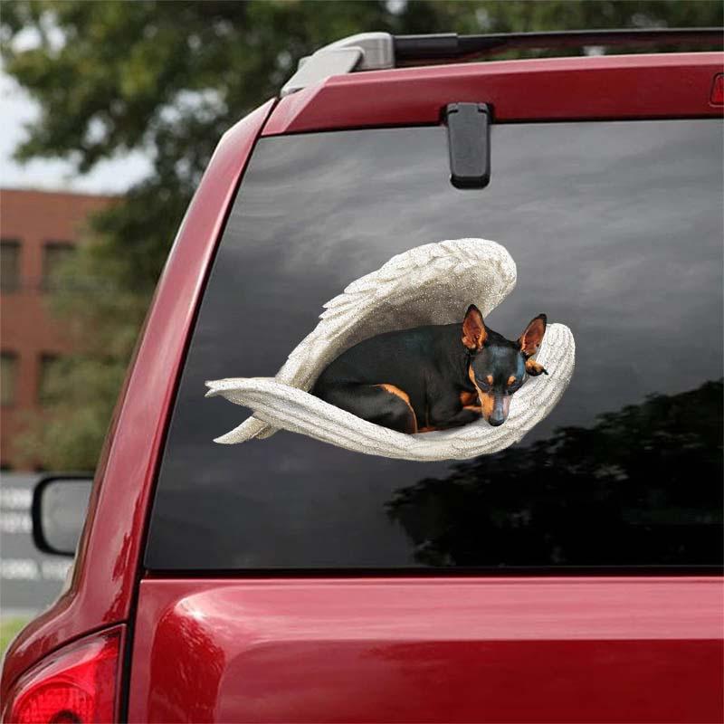 Miniature Pinscher-sleeping angel CAR STICKER