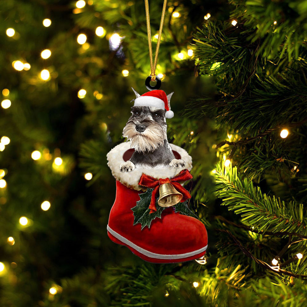 Miniature Schnauzer-1-In Santa Boot Christmas-Two Sided Ornament