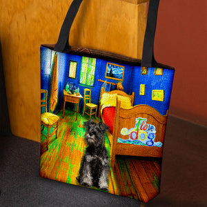 Miniature Schnauzer in the bedroom-Cloth Tote Bag