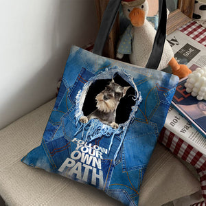 Miniature Schnauzer -Follow Your Own Path-Cloth Tote Bag