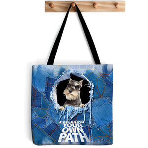 Miniature Schnauzer -Follow Your Own Path-Cloth Tote Bag