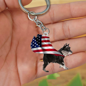 Miniature Schnauzer-Happy Independence Day Flat Acrylic Keychain