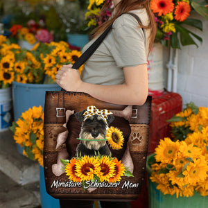 Miniature Schnauzer-Sunflower&Dog Mom Cloth Tote Bag