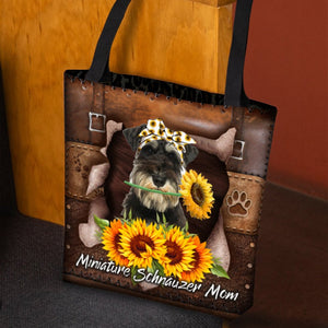 Miniature Schnauzer-Sunflower&Dog Mom Cloth Tote Bag