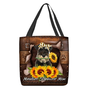 Miniature Schnauzer-Sunflower&Dog Mom Cloth Tote Bag