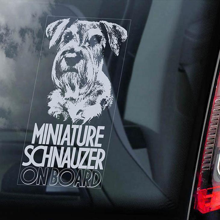 Miniature Schnauzer1 on Board-Car Window Sticker-Dog Sign Decal