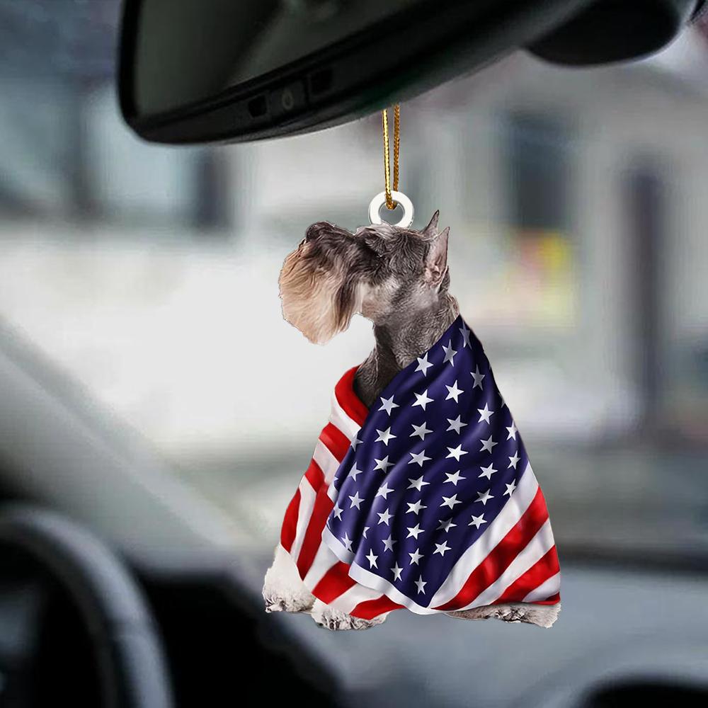 Miniature Schnauzer American Patriot Flag Two Sided Ornament