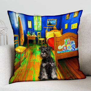 Miniature Schnauzer In the Bedroom-Pillow Case