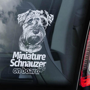 Miniature Schnauzers on Board-Car Window Sticker-Dog Sign Decal