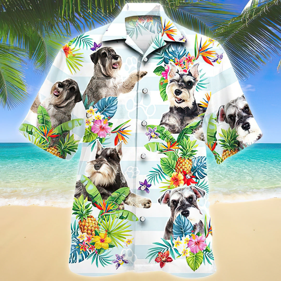 Miniature Schnauzer Tropical Flower Hawaiian Shirt