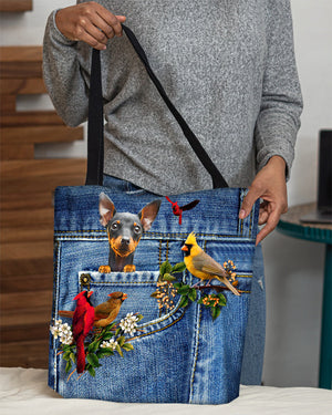 Miniature pinscher-Cardinal & Dog Cloth Tote Bag