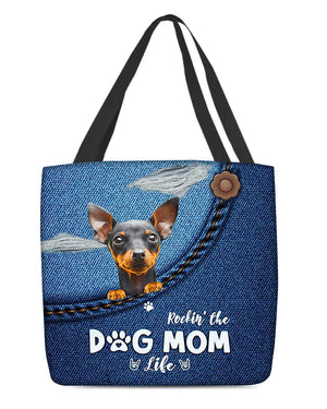 Miniature Pinscher-Dog Mom Life-Cloth Tote Bag