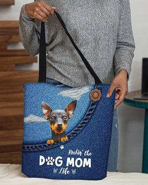 Miniature Pinscher-Dog Mom Life-Cloth Tote Bag