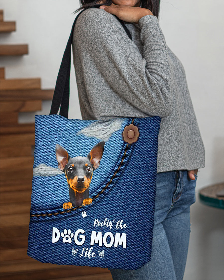 Miniature Pinscher-Dog Mom Life-Cloth Tote Bag