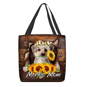 Morkie-Sunflower&Dog Mom Cloth Tote Bag