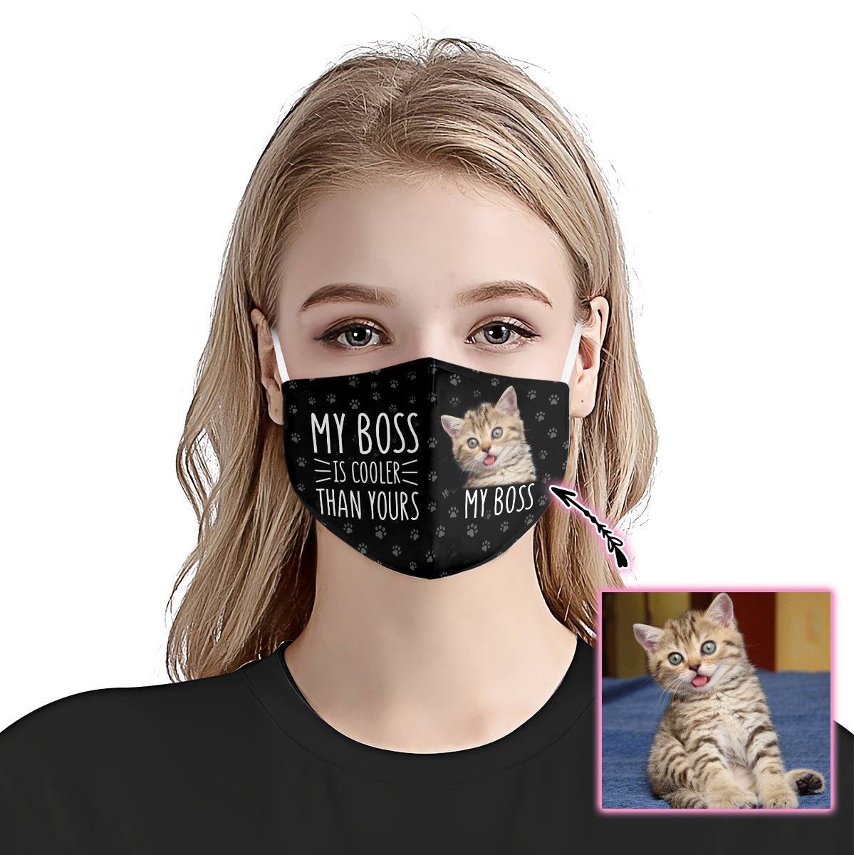 My Boss Is Cooler Than Yours Cat Black EZ02 1806 Custom Face Mask