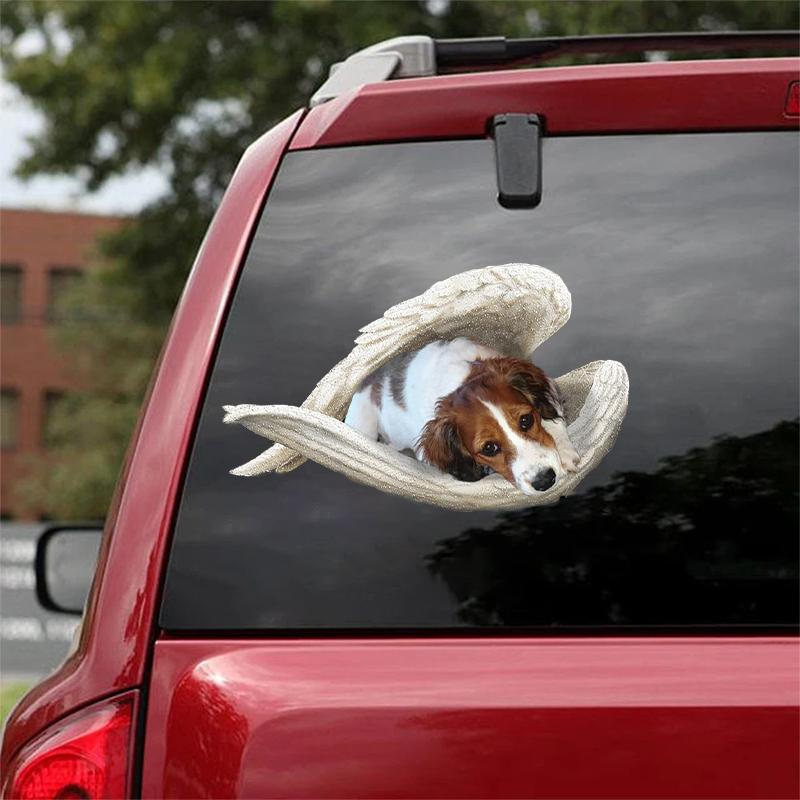 Nederlandse Kooikerhondje-sleeping angel CAR STICKER