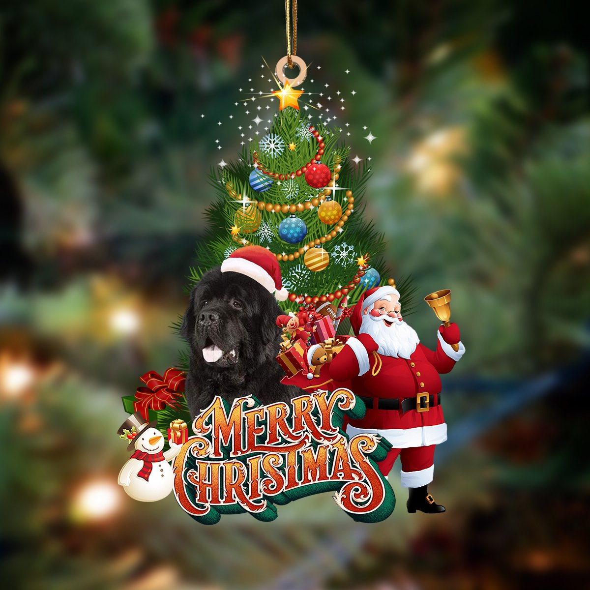 Newfoundland-Christmas Tree&Dog Hanging Ornament