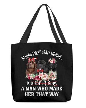 Newfoundland-Crazy Woman Cloth Tote Bag