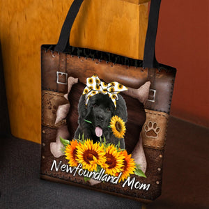 Newfoundland-Sunflower&Dog Mom Cloth Tote Bag