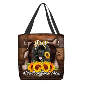 Newfoundland-Sunflower&Dog Mom Cloth Tote Bag