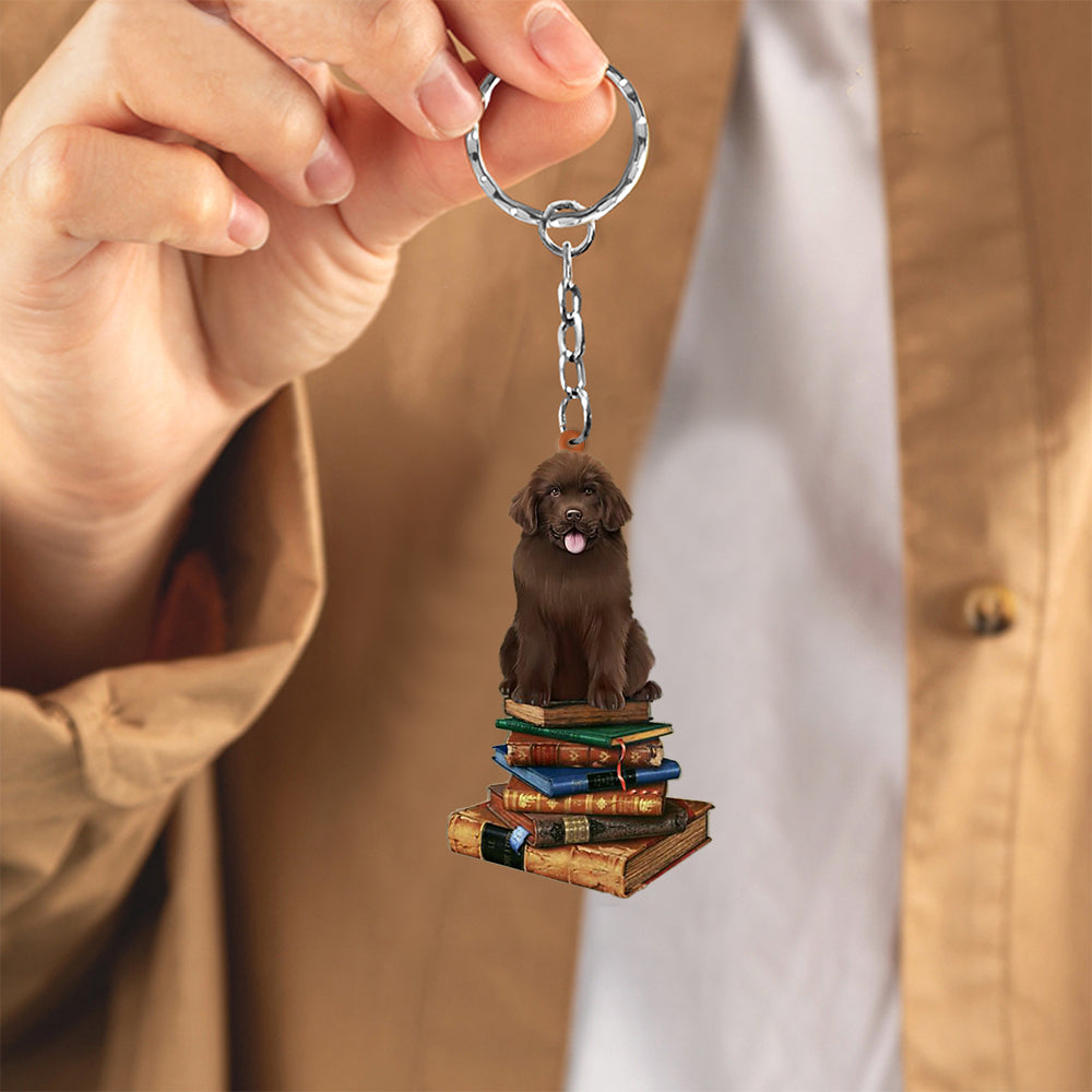 Newfoundland-Sit On The Book-Flat Acrylic Keychain