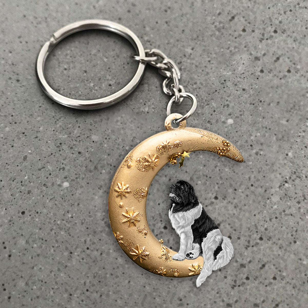 Newfoundland-Dog & Moon Flat Acrylic Keychain