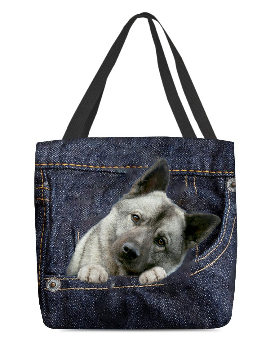Norwegian Elkhound-Dark Denim-Cloth Tote Bag