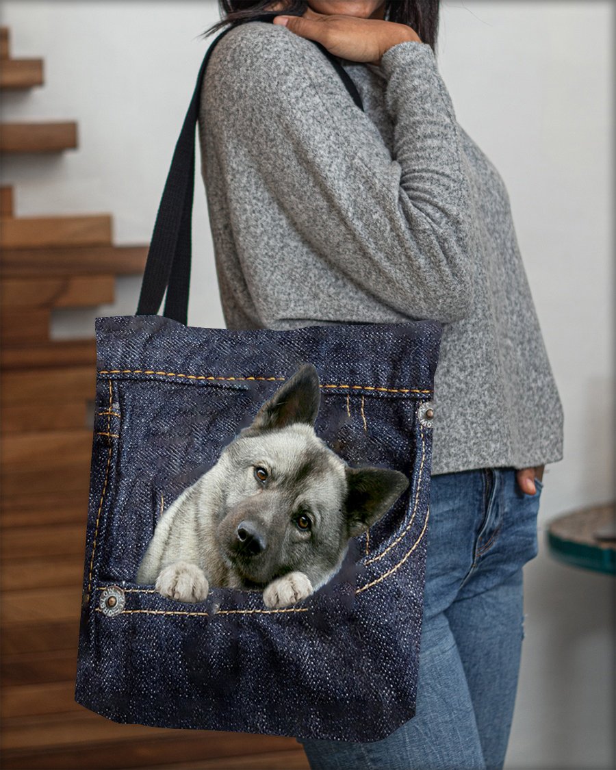 Norwegian Elkhound-Dark Denim-Cloth Tote Bag