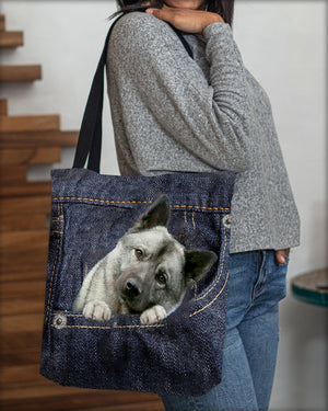 Norwegian Elkhound-Dark Denim-Cloth Tote Bag