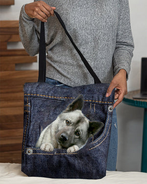 Norwegian Elkhound-Dark Denim-Cloth Tote Bag