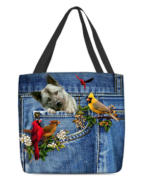 Norwegian Elkhound-Cardinal & Dog Cloth Tote Bag