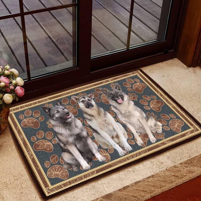 Norwegian Elkhound-Flower Paw Doormat