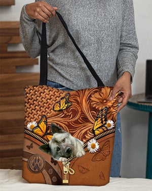 Norwegian Elkhound Butterfly Daisy Cloth Tote Bag