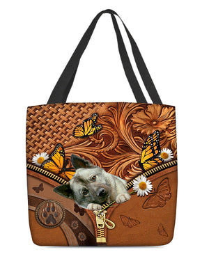 Norwegian Elkhound Butterfly Daisy Cloth Tote Bag