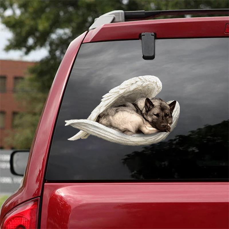 Norwegian Elkhound-sleeping angel CAR STICKER