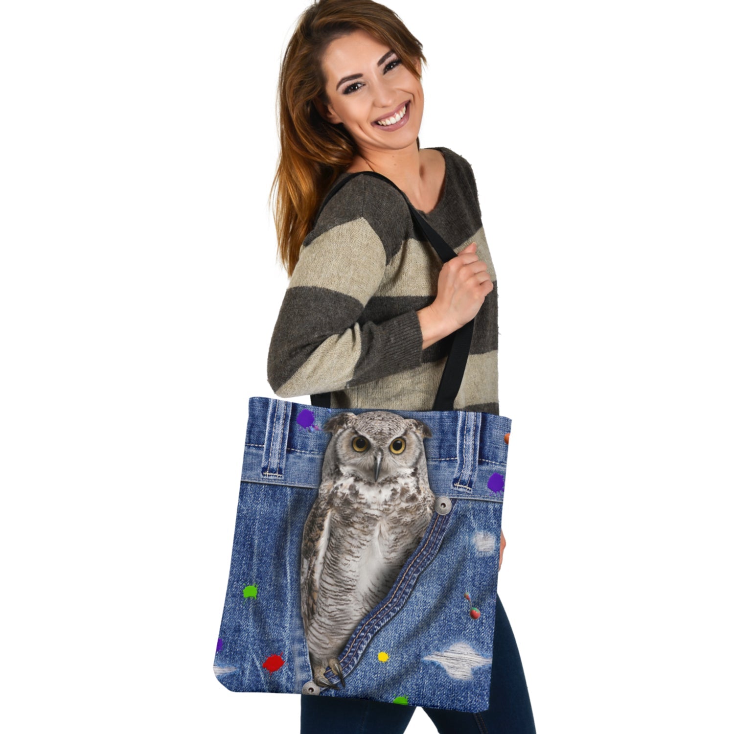 OWL-The Rainbow-Cloth Tote Bag